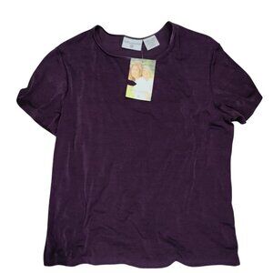 Kathy Ireland Vintage Artsey Lagenlook Silk Blend Purple T-Shirt X Large, NWT